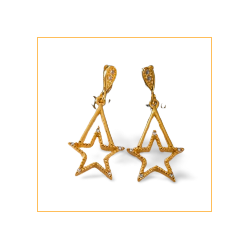Aritos doradas estrellas huecas